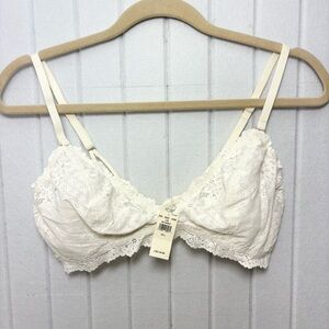 Aerie floral Eyelet Lace Bralette in Cream Size L